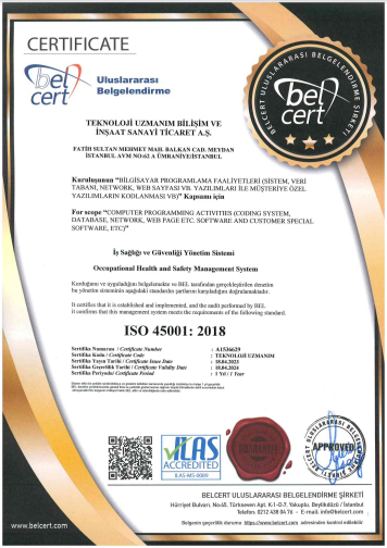 Teknoloji Uzmanım İş Sağlığı ve Güvenliği Yönetim Sistemi iso 45001